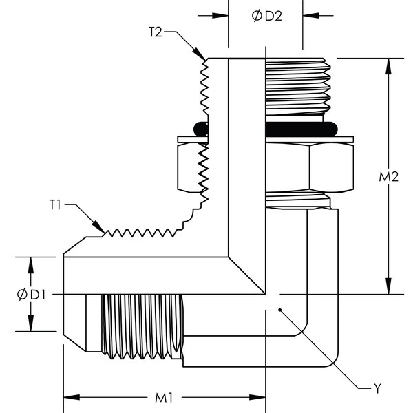World Wide Fittings JIC to O-Ring 90 Degree Elbow Stainless Steel 6801X10X10SS - main